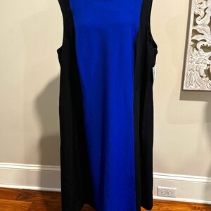 Black and blue Kasper color block sleeveless plus size dress. New with tags